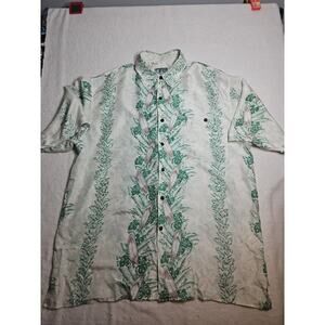 Silk Traders Mens XL Blue Hawaii 100% Silk Hawaiian Floral Surf Beach Sun Shirt